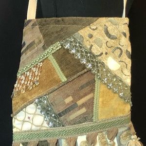 Unique Artistic Hand Made Purse Embellished With Crystals $20
